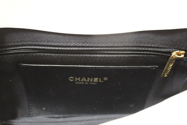 Chanel White Quilted Lambskin Leather Medium Hobo Bag AS4610