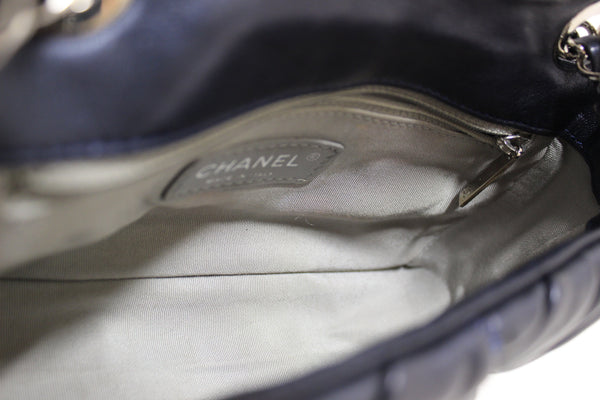 Chanel Navy Blue Iridescent Lambskin Small Quilt Bubble Flap Crossbody Bag