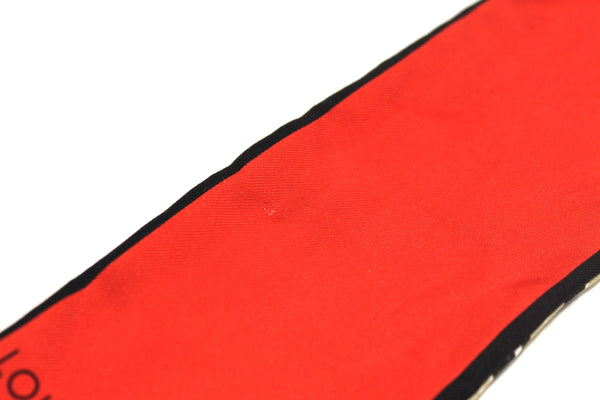 Louis Vuitton Silk Monogram Trunks Red Twilly Bandeau Scarf