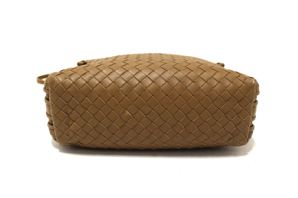 Bottega Veneta Brown Woven Lambskin Leather Medium Loop Camera Bag