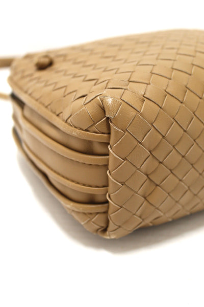 Bottega Veneta Brown Woven Lambskin Leather Medium Loop Camera Bag