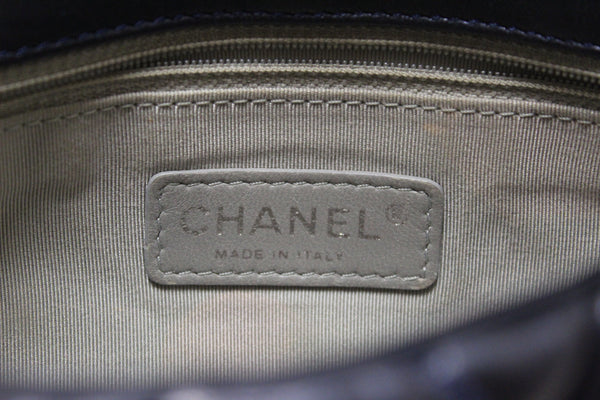Chanel Navy Blue Iridescent Lambskin Small Quilt Bubble Flap Crossbody Bag