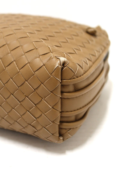 Bottega Veneta Brown Woven Lambskin Leather Medium Loop Camera Bag