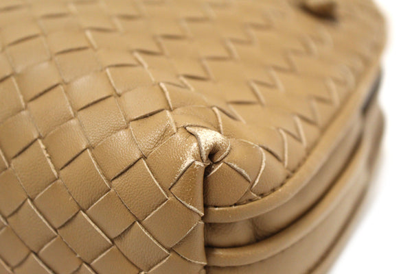 Bottega Veneta Brown Woven Lambskin Leather Medium Loop Camera Bag