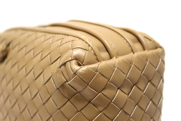 Bottega Veneta Brown Woven Lambskin Leather Medium Loop Camera Bag