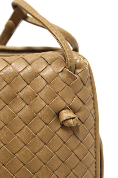 Bottega Veneta Brown Woven Lambskin Leather Medium Loop Camera Bag