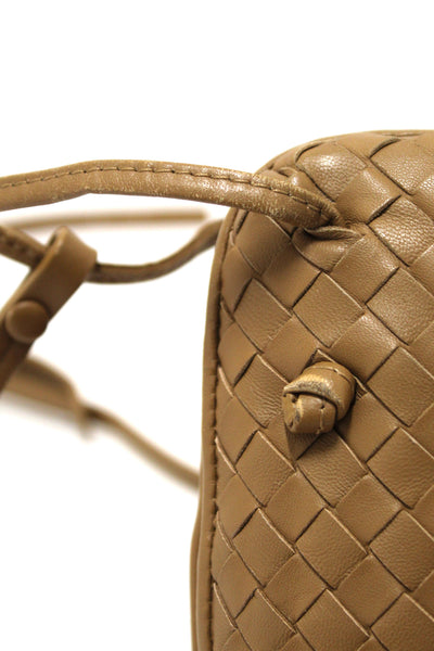 Bottega Veneta Brown Woven Lambskin Leather Medium Loop Camera Bag