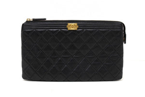 Chanel Black Lambskin Quilted Small Boy Zipped Pouch