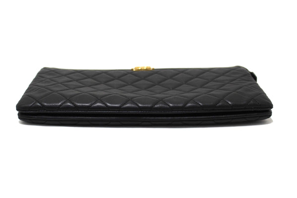 Chanel Black Lambskin Quilted Small Boy Zipped Pouch