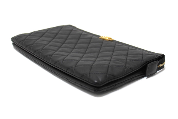 Chanel Black Lambskin Quilted Small Boy Zipped Pouch