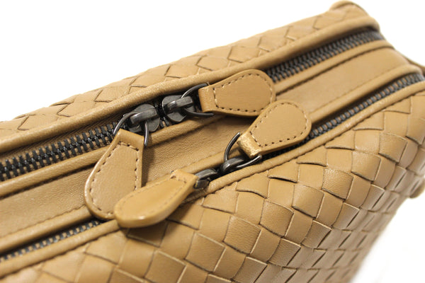 Bottega Veneta Brown Woven Lambskin Leather Medium Loop Camera Bag