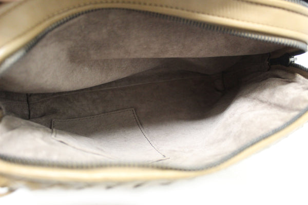 Bottega Veneta Brown Woven Lambskin Leather Medium Loop Camera Bag