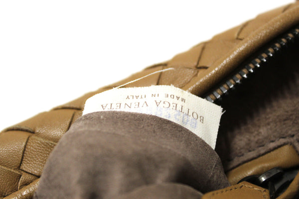Bottega Veneta Brown Woven Lambskin Leather Medium Loop Camera Bag