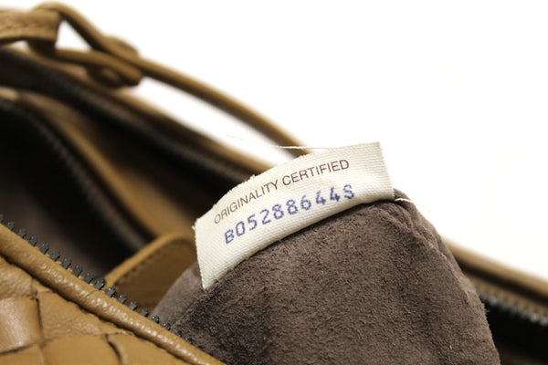 Bottega Veneta Brown Woven Lambskin Leather Medium Loop Camera Bag