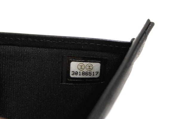 Chanel Black Caviar Leather CC Filigree Trifold Wallet