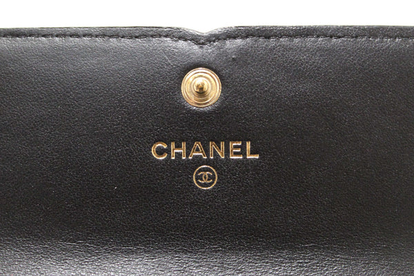 Chanel Black Caviar Leather CC Filigree Trifold Wallet
