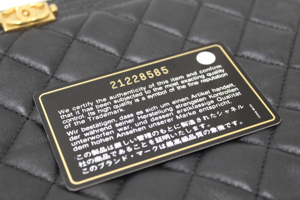 Chanel Black Lambskin Quilted Small Boy Zipped Pouch