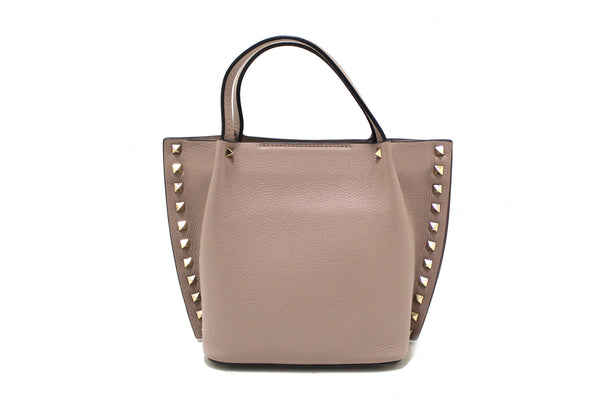 Valentino Garavani Rockstud Poudre  Grainy Calfskin Leather Shopper