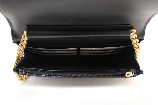 Chanel Black Caviar Quilted Leather Boy Wallet On Chain WOC