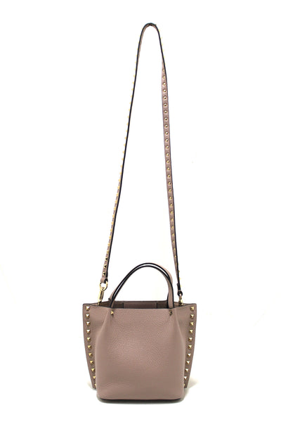 Valentino Garavani Rockstud Poudre  Grainy Calfskin Leather Shopper