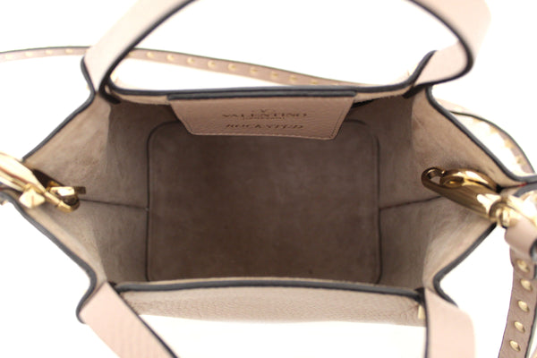 Valentino Garavani Rockstud Poudre  Grainy Calfskin Leather Shopper