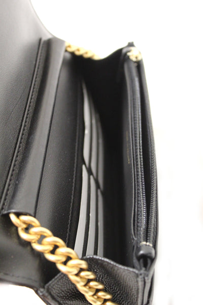 Chanel Black Caviar Quilted Leather Boy Wallet On Chain WOC