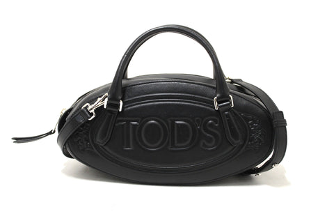 Tod's Black Leather Mini Boston Oval Bag