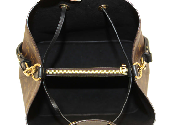 Louis Vuitton Classic Monogram Canvas with Black Leather NéoNoé MM Shoulder Bag