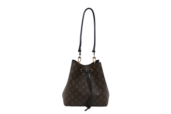 Louis Vuitton Classic Monogram Canvas with Black Leather NéoNoé MM Shoulder Bag