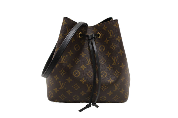 Louis Vuitton Classic Monogram Canvas with Black Leather NéoNoé MM Shoulder Bag