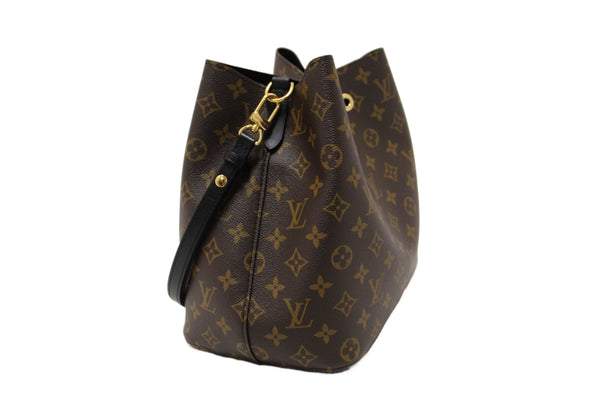 Louis Vuitton Classic Monogram Canvas with Black Leather NéoNoé MM Shoulder Bag