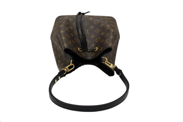 Louis Vuitton Classic Monogram Canvas with Black Leather NéoNoé MM Shoulder Bag