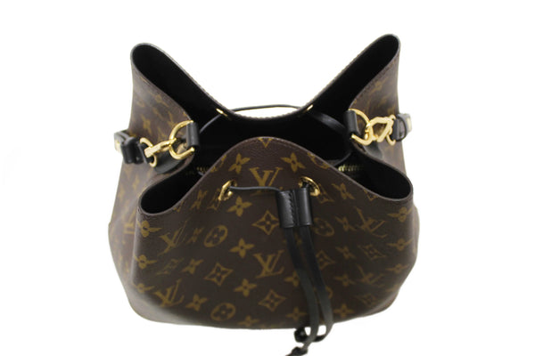 Louis Vuitton Classic Monogram Canvas with Black Leather NéoNoé MM Shoulder Bag