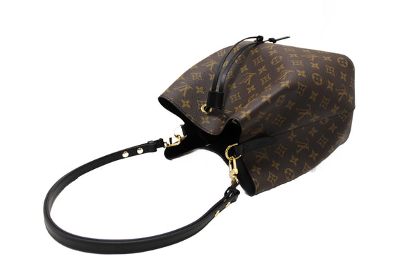 Louis Vuitton Classic Monogram Canvas with Black Leather NéoNoé MM Shoulder Bag