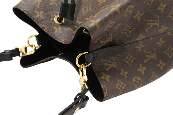 Louis Vuitton Classic Monogram Canvas with Black Leather NéoNoé MM Shoulder Bag