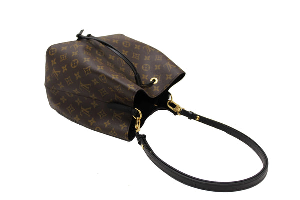 Louis Vuitton Classic Monogram Canvas with Black Leather NéoNoé MM Shoulder Bag