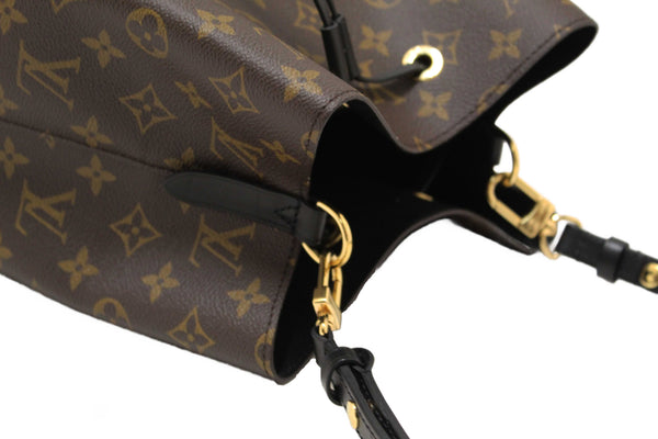 Louis Vuitton Classic Monogram Canvas with Black Leather NéoNoé MM Shoulder Bag