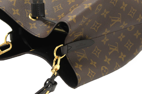 Louis Vuitton Classic Monogram Canvas with Black Leather NéoNoé MM Shoulder Bag