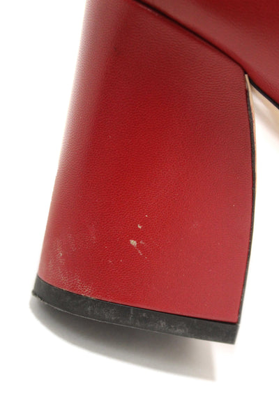 Gucci Red Smooth Calfskin Leather Web Bow Malaga Pumps Size 39