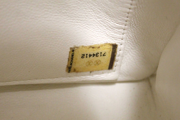 Chanel Vintage White Leather Chocolate Bar Wild Stitch Chain Tote Shoulder Bag