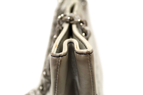 Chanel Vintage White Leather Chocolate Bar Wild Stitch Chain Tote Shoulder Bag
