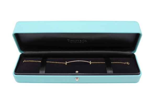 Tiffany & Co 18K Yellow Gold with Diamonds Tiffany T Smile Bracelet