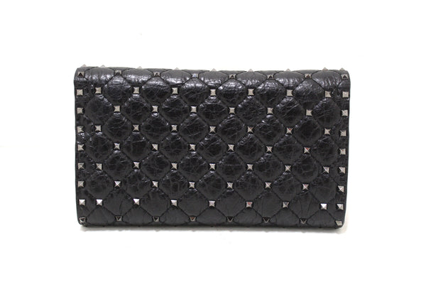 Valentino Garavani Black Quilted Nappa Leather Rockstud Spike Crossbody Clutch Bag