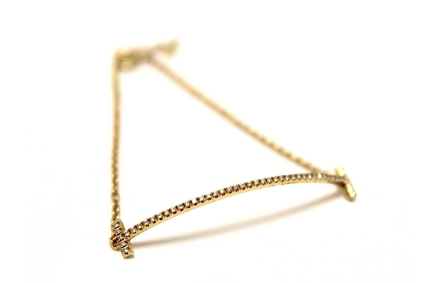 Tiffany & Co 18K Yellow Gold with Diamonds Tiffany T Smile Bracelet