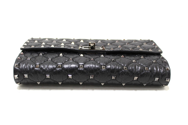 Valentino Garavani Black Quilted Nappa Leather Rockstud Spike Crossbody Clutch Bag