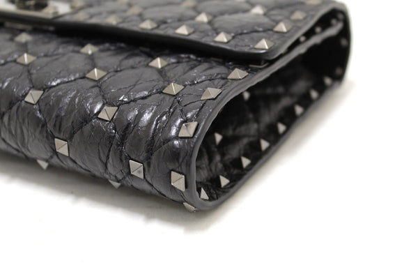 Valentino Garavani Black Quilted Nappa Leather Rockstud Spike Crossbody Clutch Bag