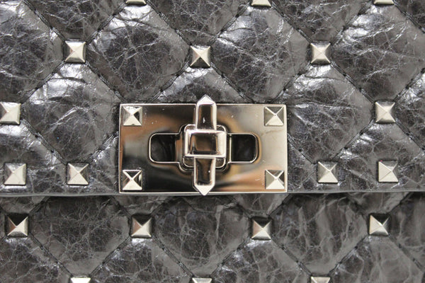 Valentino Garavani Black Quilted Nappa Leather Rockstud Spike Crossbody Clutch Bag