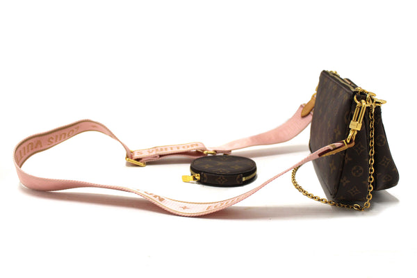 Louis Vuitton Classic Monogram Khaki PInk Strap Multi-Pochette Accessoires Bag