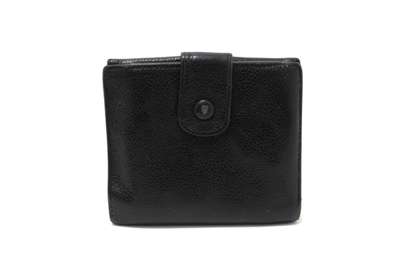 Vintage Chanel Black Caviar Leather Timeless CC Small Wallet