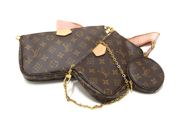 Louis Vuitton Classic Monogram Khaki PInk Strap Multi-Pochette Accessoires Bag